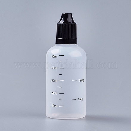 プラスチックスクイズボトル  段階的な測定と長い細いスポイト  スモークオイルボトル  透明  9.35cm  容量：50ミリリットル TOOL-WH0090-01B-1