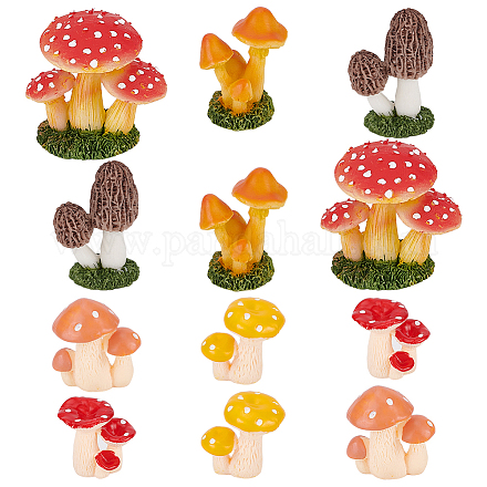 Gomakerer 12 pz 6 ornamenti per esposizione di funghi in vaso in resina stile DJEW-OC0001-31-1