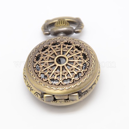 Старинные полые плоские круглые сплава кварцевые часы головки для карманные часы кулон ожерелье материалы WACH-M109-02-1