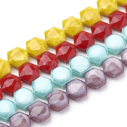 Chapelets de perles en verre opaque de couleur unie GLAA-N032-01-1