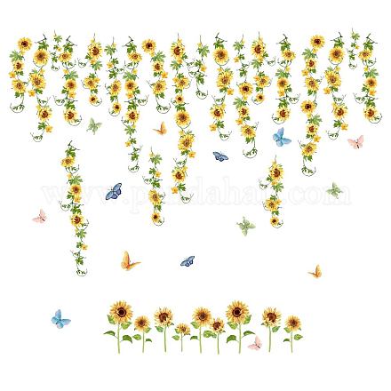 SUPERDANT Colorful Sunflower Wall Sticker Butterfly Wall Decor Sunflower Waterfall Wall Decals Vinyl Wall Art Decal for Baby Room Bedroom Living Room Nursery Kindergarten Decorations DIY-WH0228-577-1