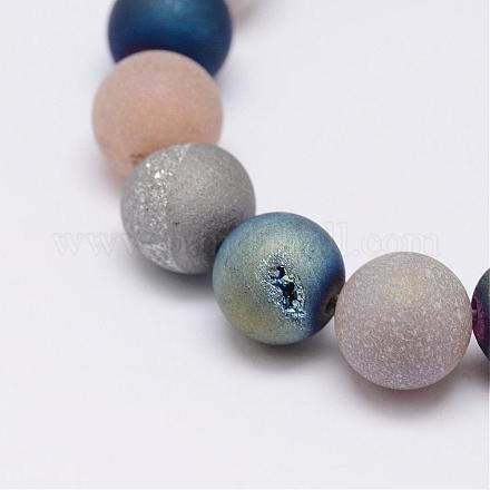 Electroplate hebras de perlas naturales ágata G-J349-B-12mm-1