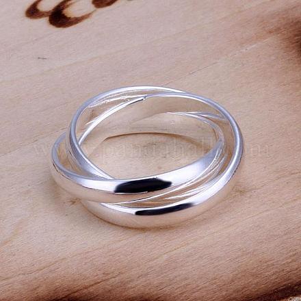 女性のためのシンプルな真鍮圧延指輪  銀色のメッキ  usサイズ7（17.3mm） RJEW-BB13013-7-1