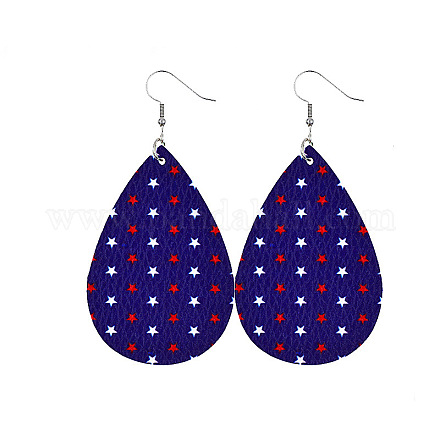 Boucles d'oreilles pendantes en cuir en forme de larme de couleur drapeau GUQI-PW0001-158A-21-1