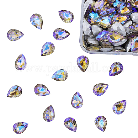 Olycraft 100 pièces verre point dos strass cabochons 14x10mm larme à facettes résine strass pierres précieuses pour la fabrication de bijoux RGLA-OC0001-30-1