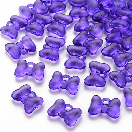 透明なアクリルパーツ  蝶結び  紫色のメディア  13.5x18x5.5mm  穴：2.5mm  約625個/500g TACR-T024-02BA-936-1