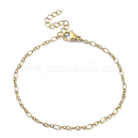 Ion Plating(IP) 316 Surgical Stainless Steel Figaro Chain Bracelets for Women BJEW-D023-03G-1