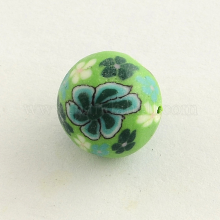 Handmade Flower Pattern Polymer Clay Beads CLAY-Q174-11-1