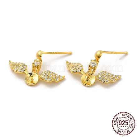 Wings 925 Sterling Silver Micro Pave Cubic Zirconia Dangle Stud Earring Findings STER-P056-10G-1
