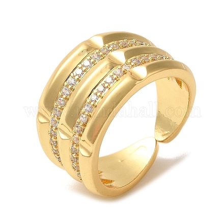 Кольца-манжеты из латуни с микро-паве и прозрачным циркониевым покрытием для женщин RJEW-G325-13C-G-1