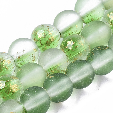 Frosted Spray Painted Glass Beads Strands X-GLAA-N035-03B-C02-1
