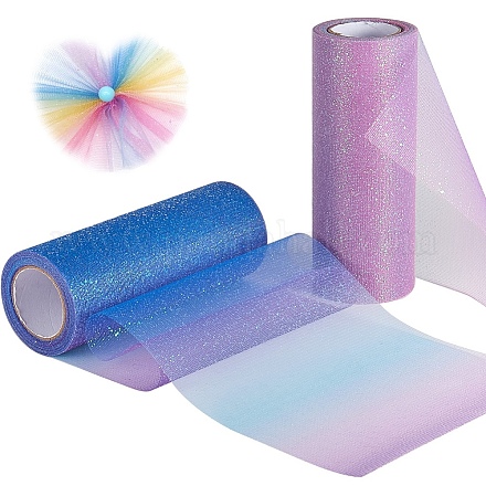Rainbow Glitter Deco Mesh Ribbons OCOR-GF0001-04-1