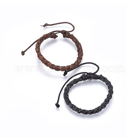 Плетеные браслеты шнур кожаный BJEW-F347-10-1