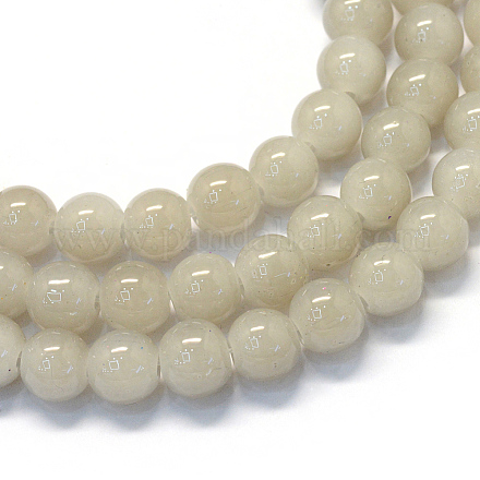 Backen gemalt Nachahmung Jade Glas runden Perle Stränge DGLA-Q021-10mm-43-1