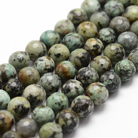 Brins de perles turquoises africaines naturelles (jaspe) G-D840-15-8mm-1