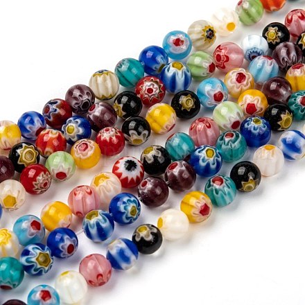 Handmade Millefiori Glass Beads Strands LK13-1