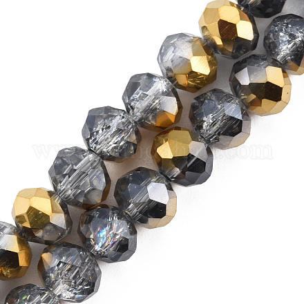 Transparent Crackle Electroplate Glass Beads Strands EGLA-T008-028-B02-1