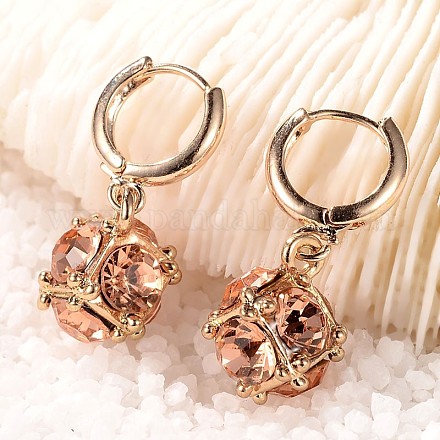 Alliage cube strass dangle boucles d'oreilles X-EJEW-I186-04-1