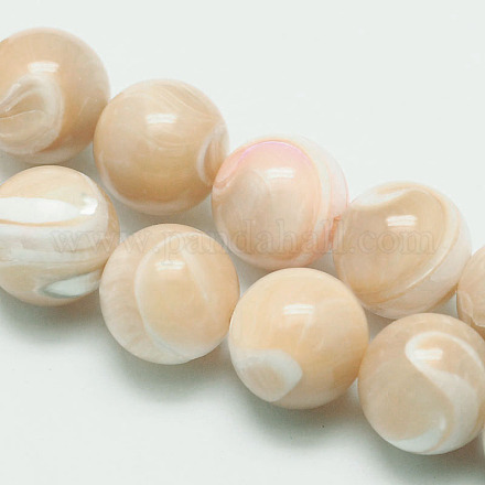 Natural Sea Shell Round Bead Strands SSHEL-M013-10mm-02-1