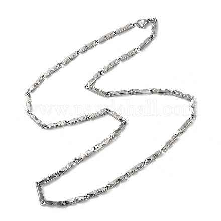 201 collane con catena a maglie scanalate in acciaio inossidabile per uomo donna NJEW-G112-01P-1
