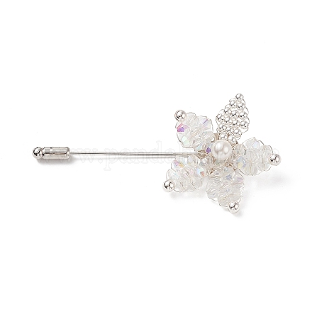 Fiore di perle di vetro intrecciate con spilla di perle di conchiglia JEWB-TA00004-1