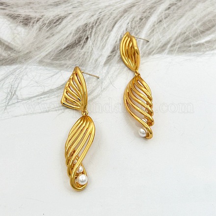 Серьги-гвоздики с имитацией жемчуга из латуни EJEW-M084-01G-1