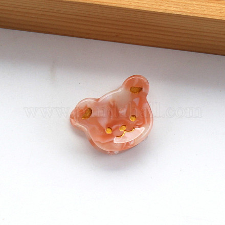 酢酸セルロース（樹脂）爪ヘアクリップ  女性の女の子のための漫画のクマの形のバレッタ  ライトサーモン  20x28mm OHAR-PW0003-031E-1