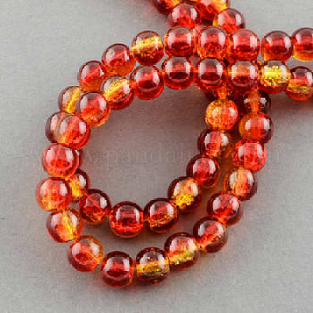 Spray Painted Crackle Glass Beads Strands CCG-Q002-14mm-10-1
