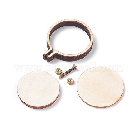 Mini aros bordados de madera TOOL-WH0087-A04-1