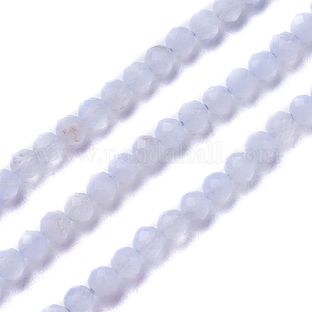 Chapelets de perles en agate avec dentelle bleue naturelle G-F619-03-3mm-1