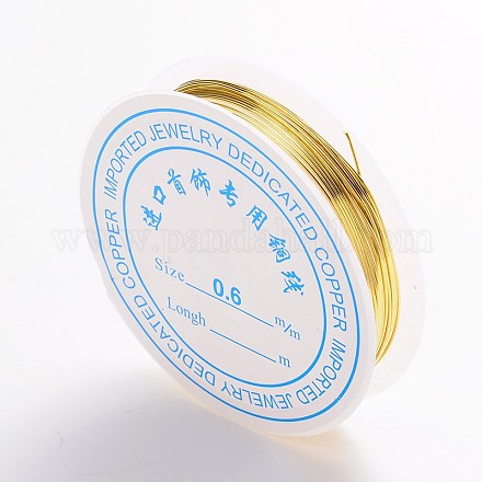 ラウンド銅ジュエリーワイヤー  カドミウムフリー＆ニッケルフリー＆鉛フリー  ゴールドカラー  22ゲージ  0.6mm  約11.48フィート（3.5m）/ロール CW0.6mm007A-NF-1
