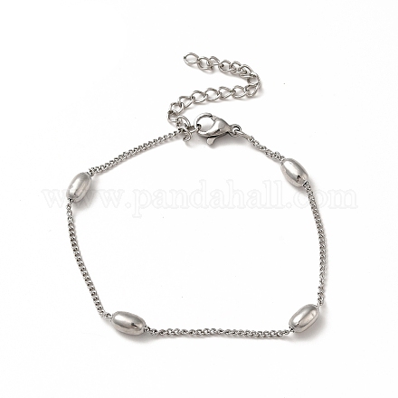 304 Stainless Steel Curb Chain Bracelets BJEW-P292-01P-1
