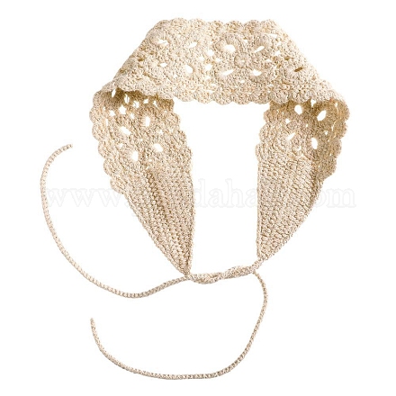 Elastische Stirnbänder aus einfarbiger Blumenhäkelwolle OHAR-PW0005-06F-1
