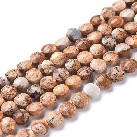Chapelets de perles en jaspe avec images naturelles G-L538-022-1