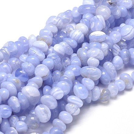 Natural Blue Lace Agate Gemstone Nuggets Bead Strands G-J337-04-1