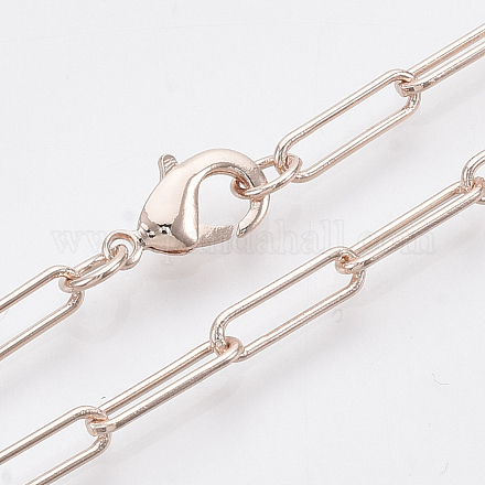 Fabricación de collar de cadena de clip de papel ovalado redondo de latón MAK-S072-04A-RG-1