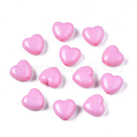 Cuentas de acrílico corazón rosa perla X-SACR-10X11-11-1