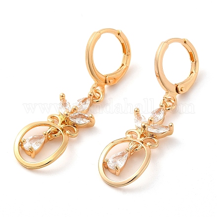 Серьги с подвесками из золотой латуни EJEW-B037-22G-1