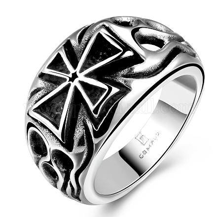 Punk Rock Style 316L Stainless Steel Cross Wide Band Rings for Men RJEW-BB01253-10AS-1