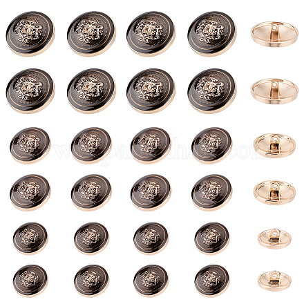 Fingerinspire 30 個 3 スタイル 1 穴合金エナメル シャンク ボタン  ライオンとクラウンのフラットラウンド  ブラック  15~25x8~10mm  穴：2mm  10個/スタイル BUTT-FG0001-10-1