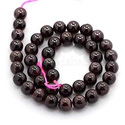 Natural Gemstone Garnet Beads Strands G-O014-10mm-01-1