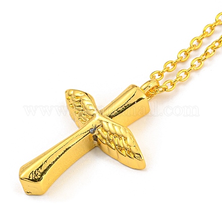 Ожерелья с религиозным крестом и подвеской в виде крыльев NJEW-E101-01G-1