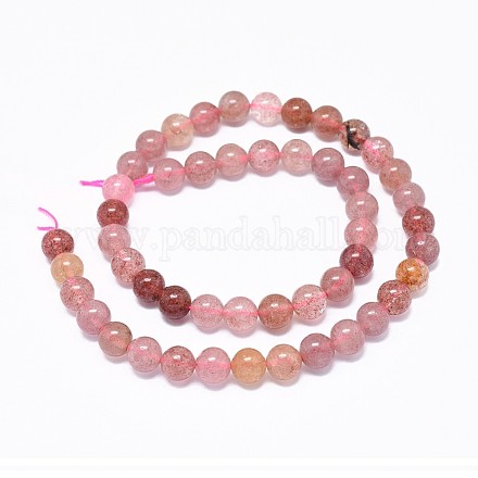 Perles de pierres précieuses naturelles de quartz de fraise G-F632-28-1