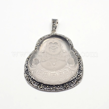 Buddhist Jewelry Findings Thai Sterling Silver Large Buddha Pendants STER-O001-12-1