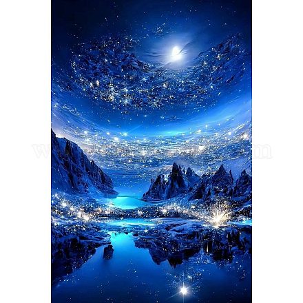 Kit per pittura diamante fai da te con paesaggi montani notturni fantasia PW-WG93600-01-1