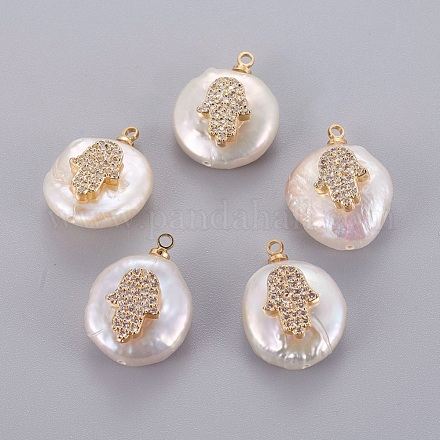 Colgantes naturales de perlas cultivadas de agua dulce PEAR-J004-23G-1