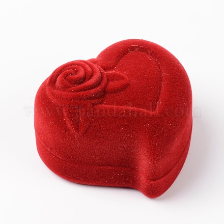 Heart Velours Ring Jewelry Boxes OBOX-F002-28B-1