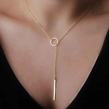Simple Circle Alloy Lariat Necklaces NJEW-N0052-001-1