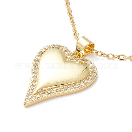 Clear Cubic Zirconia Heart Pendant Necklace NJEW-O125-15G-1