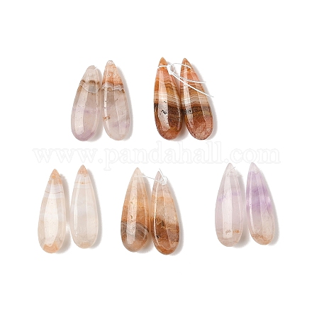 Подвески из натурального аметиста и кружевного агата G-A244-01-1